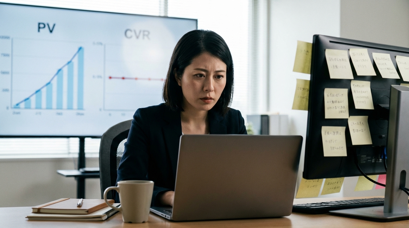 PV数は伸びているがコンバージョン率が上がらずに悩むコンテンツマーケティング担当者