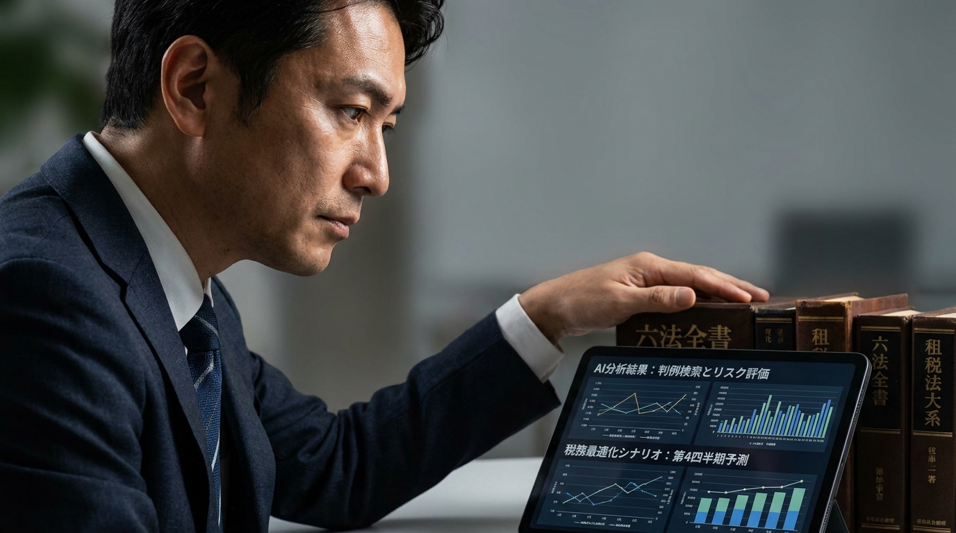 タブレットでアクセス解析を確認するビジネスパーソン