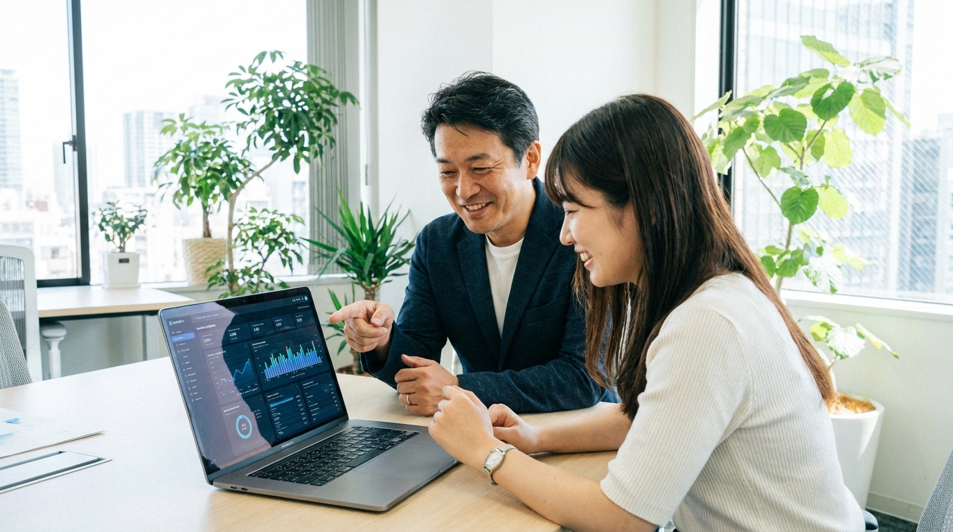 AIが生成した記事のドラフトを基に、チームで独自の知見を加えて品質を高めている様子。